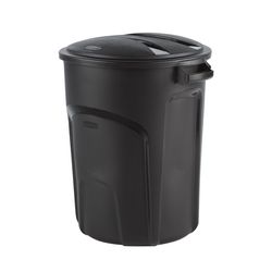 Rubbermaid Roughneck 32 gal Black Plastic Trash Can Lid Included