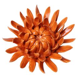 Chive Collection 11 1.2 in. H X 2.8 in. L Glazed Orange Ceramic Mum Wall Flower