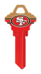 HILLMAN NFL San Francisco 49ers House/Office Key Blank 68 Single For Schlage Locks Red