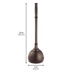 iDesign Kent Toilet Plunger with Holder 5.96 in. D