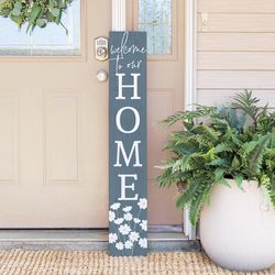 Sincere Surrounding Blue/White Wood/MDF 0.5 in. H X 46.5 in. L X 8 in. W Porch Sign