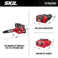 SKIL PWR CORE 40 TH1200C-11 12 in. 40 V Battery Chainsaw Kit (Battery & Charger) 1/4 in.