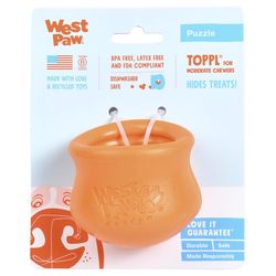 West Paw Zogoflex For Dog Orange Plastic Toppl Pet Toy Small 1 pk