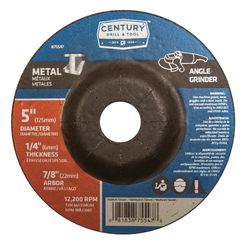 Century Drill & Tool 5 in. D X 7/8 in. X 1/4 in. thick Metal Grinding Wheel 1 pc