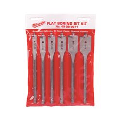 Milwaukee Assorted X 6 in. L High Carbon Steel Universal Set Flat Boring Bit Set Hex Shank 6 pc