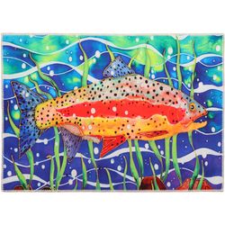 Olivia's Home 22 in. W X 32 in. L Multi-Color Swimming Rainbow Trout Polyester Accent Rug
