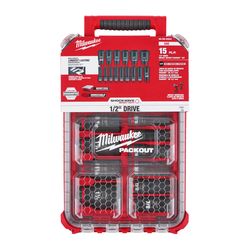Milwaukee Shockwave 1/2 in. drive SAE 6 Point Deep Impact Socket Set 15 pc