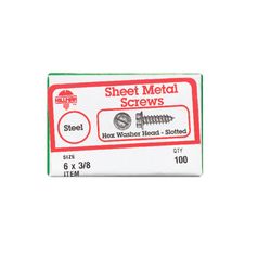 HILLMAN No. 6 Ga. X 3/8 in. L Slotted Hex Washer Head Sheet Metal Screws 100 pk