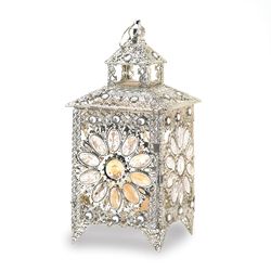Gallery of Light Crown Jewels 13.5 in. Iron Silver Lantern
