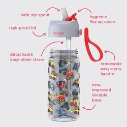 Bentgo 15 oz Multicolored BPA Free Trucks Bottle with Straw Cap
