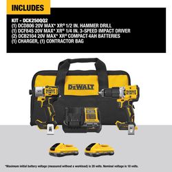 DEWALT 20V MAX XR Cordless Brushless 2 Tool Hammer Drill and Impact Driver Kit