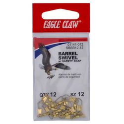 Eagle Claw #12 BRASS BARREL SWIVEL W/SAFETY SNAP Fishing Tackle