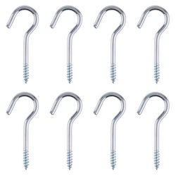 Ace Small Zinc-Plated Silver Steel 1.6875 in. L Ceiling Hook 25 lb 8 pk