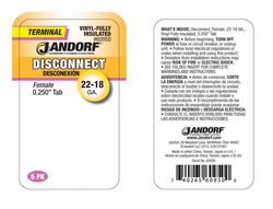 Jandorf 22-18 Ga. Insulated Wire Female Disconnect Red 5 pk