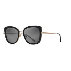 Maui Jim Violet Lake Sunglasses Women's Black with Gold Frame Neutral Gray Lens Polarized