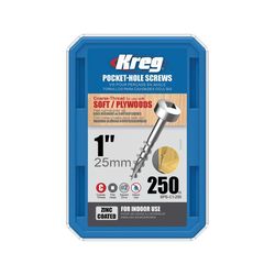 Kreg No. 7 X 1 in. L Square Zinc-Plated Pocket-Hole Screw 250 pk