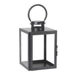 Smart Living 11 in. One Mantle Glass/Metal Huntington Lantern Black