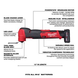 Milwaukee M12 FUEL Oscillating Multi Tool Kit with Pivoting Light Bundle