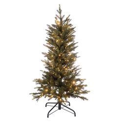 Holiday Bright Lights 4 ft. Slim LED 250 ct Emerald Pine Sparkle Christmas Tree