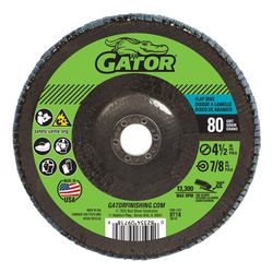 Gator 4-1/2 in. D X 7/8 in. Zirconia Aluminum Oxide Flap Disc 80 Grit 1 pk