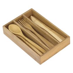 Totally Bamboo Brown Bamboo Organizer and Flatware set