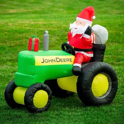 Birchwood Trading John Deere LED Clear Santa on John Deere Tractor 60 in. Inflatable