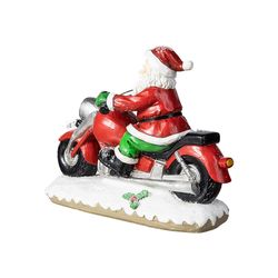 Glitzhome Multicolored Santa with Motorcycle Table Decor 9 in.