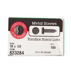 HILLMAN No. 10 Ga. X 1/2 in. L Phillips Pan Head Sheet Metal Screws 100 pk