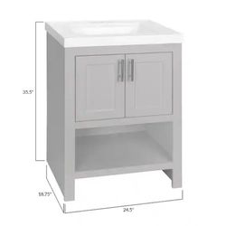 Royal Cabinets Single Gray Bathroom Vanity 24-1/2 in. W X 18.75 in. D X 35-1/2 in. H