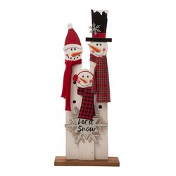 Glitzhome Multicolored Snowman Family Porch Sign 35.43 in.