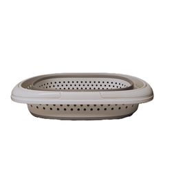 The Flex Pail Gray/White Plastic Collapsible Laundry Basket