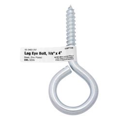 Hampton 3/8 in. X 4 in. L Zinc-Plated Steel Lag Thread Eyebolt