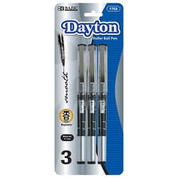 Bazic Products Dayton Black Rollerball Pen 3 pk