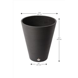 Algreen 18.5 in. H X 15 in. W X 9.5 in. D Plastic Round Ribbed Planter Black