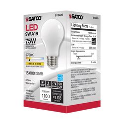 Satco A19 E26 (Medium) LED Bulb Soft White 75 Watt Equivalence 1 pk