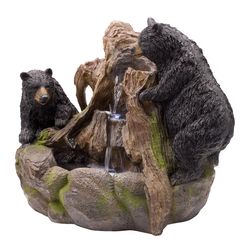 Alpine Brown Polyresin 24 in. H Bears Fountain