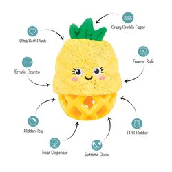 Pet Shop by Fringe Studio For Dog Yellow Plush/Rubber Pining For You Dog Toy