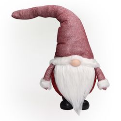 Alpine Christmas Santa Fabric and Cotton Gnome Table Decor 16.93 in.