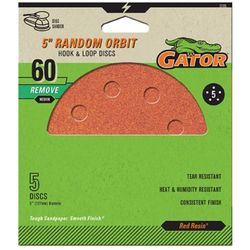 Gator 5 in. Aluminum Oxide Hook and Loop Sanding Disc 60 Grit Coarse 5 pk