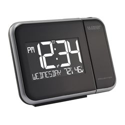 La Crosse Technology 5.91 in. Black Projection Alarm Clock Digital Battery Operated