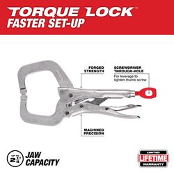 Milwaukee Torque Lock 2 in. X 2-1/8 in. D Locking C-Clamp 400 lb 1 pc