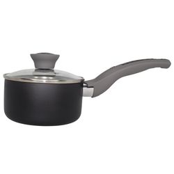 Imusa Mirro Ceramic Coated Aluminum Sauce Pan With Lid 1 qt Black