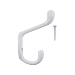 Ace 3 in. L Painted White Metal Medium Heavy Duty Coat and Hat Hook 1 pk