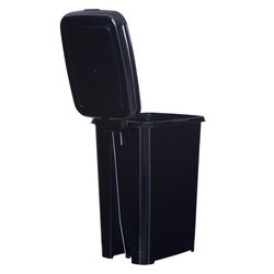 Superio Brand 10 L Black Plastic Slim Pedal Step-On Trash Can