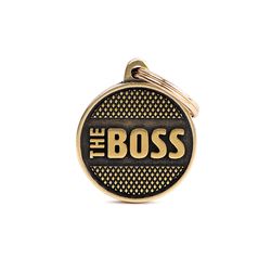 MyFamily Bronx Brass Circle The Boss Aluminum Dog Pet Tags Medium