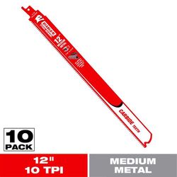 Diablo 12 in. Carbide Tipped Medium Metal Reciprocating Saw Blade 10 TPI 10 pk