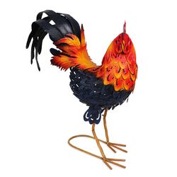Alpine Multicolored Iron 16 in. H Rooster Outdoor Decoration