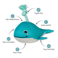 Pet Shop by Fringe Studio For Dog Blue/White Neoprene Whale Dog Toy 1 pk