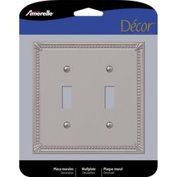 Amerelle Imperial Bead Brushed Nickel 2 gang Die-Cast Metal Toggle Wall Plate 1 pk
