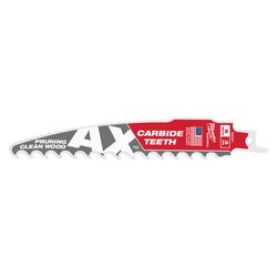 Milwaukee AX Sawzall 6 in. Carbide Pruning & Clean Wood Reciprocating Saw Blade 3 TPI 1 pk